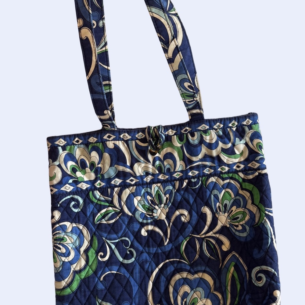 Vera Bradley Classic Tote Mediterranean Blue Quilted Bag